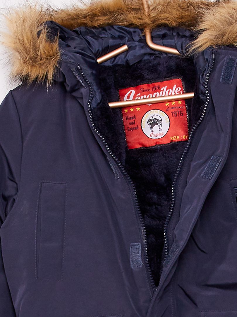 Amazon Plumiferos Mujer Anorak Con Capucha Azul Marino Kiabi