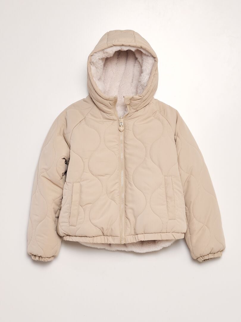 Anorak con capucha de pelo BEIGE - Kiabi