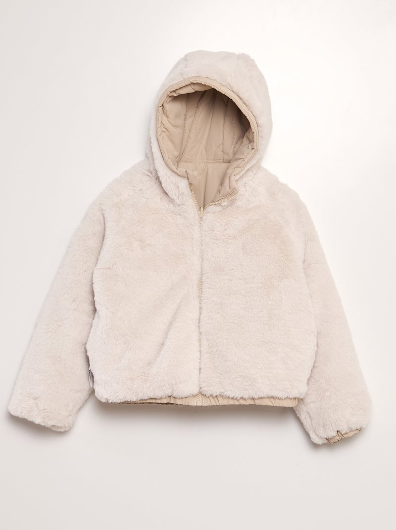 Anorak con capucha de pelo BEIGE - Kiabi