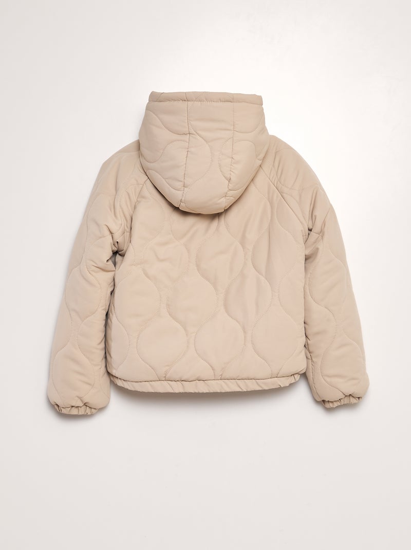Anorak con capucha de pelo BEIGE - Kiabi