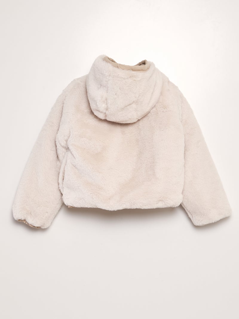 Anorak con capucha de pelo BEIGE - Kiabi