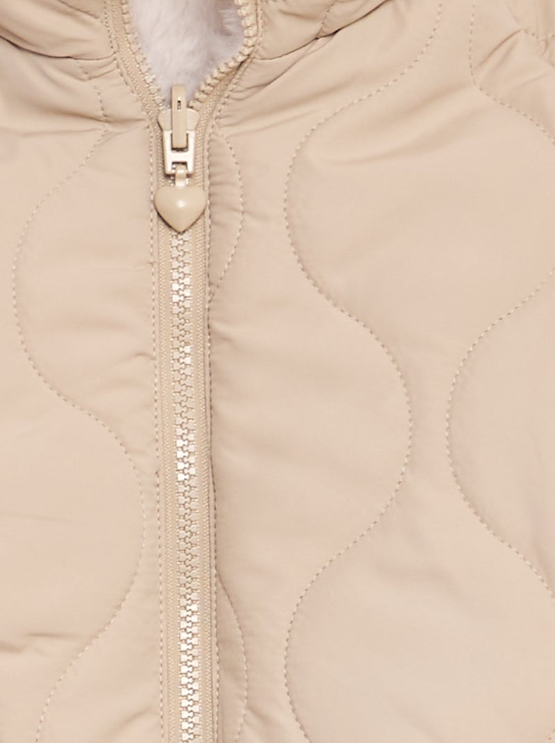 Anorak con capucha de pelo BEIGE - Kiabi