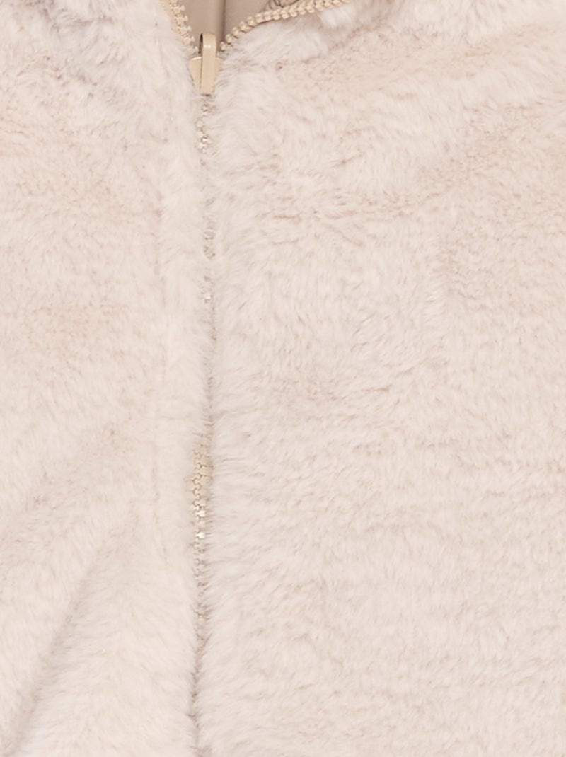 Anorak con capucha de pelo BEIGE - Kiabi