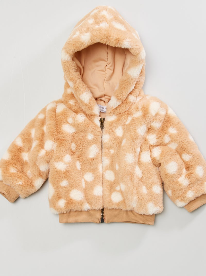 Anorak con capucha de punto de felpa beige - Kiabi