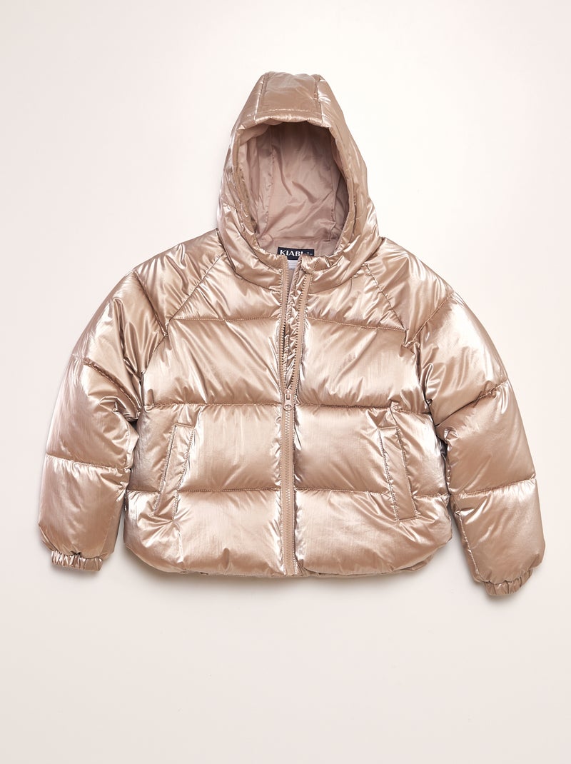 Anorak con capucha efecto metálico BEIGE - Kiabi