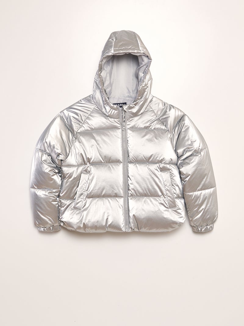 Anorak con capucha efecto metálico GRIS - Kiabi