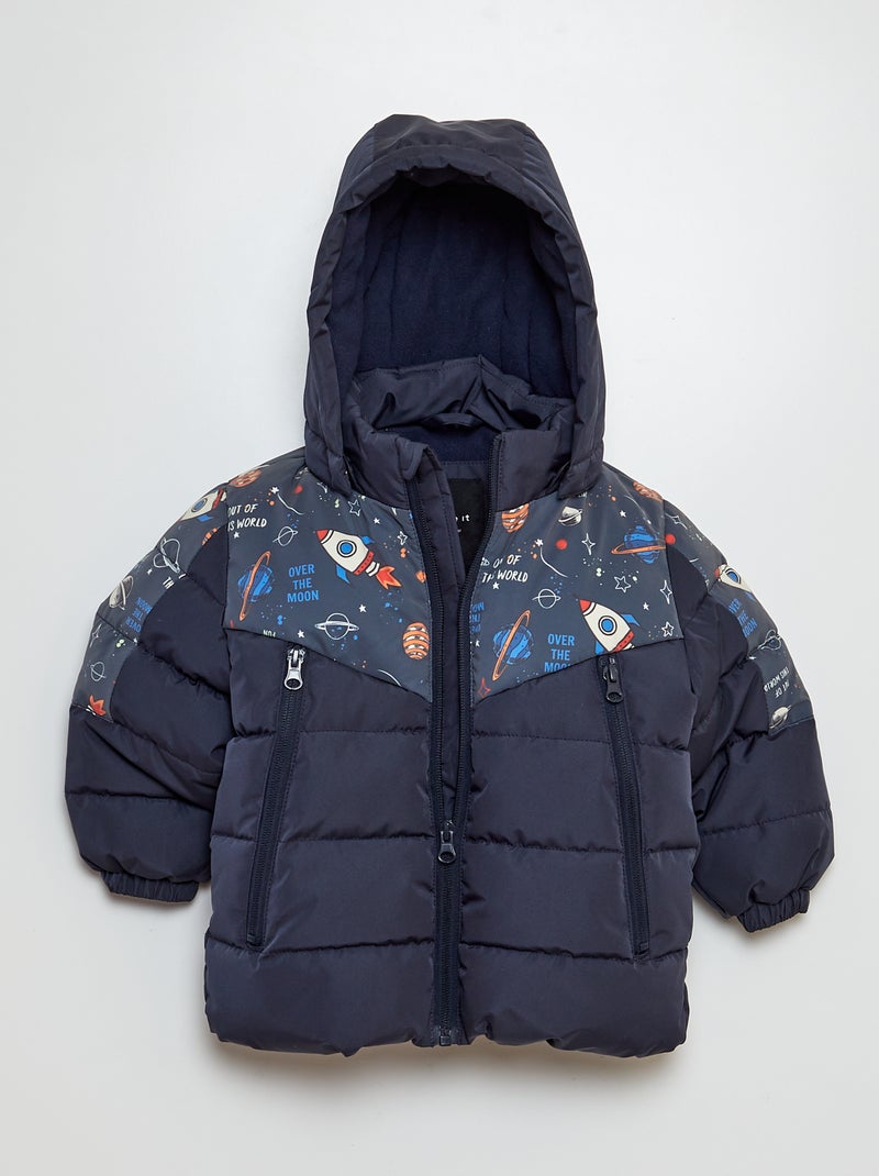 Anorak con capucha estampado 'espacio' AZUL - Kiabi