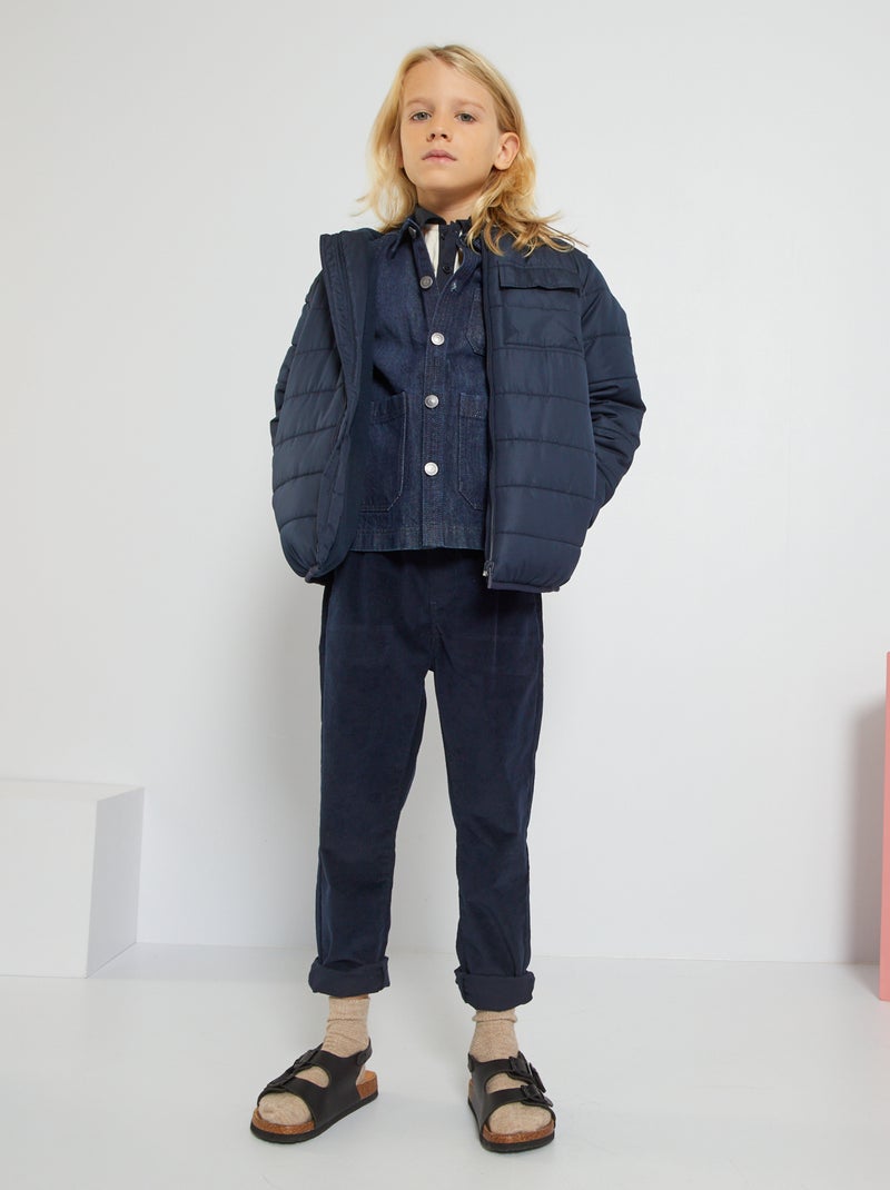 Anorak con capucha y forro polar azul - Kiabi