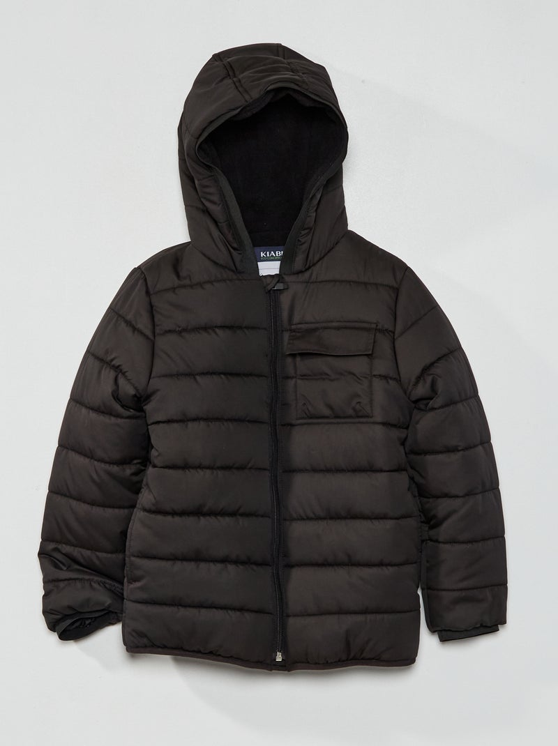 Anorak con capucha y forro polar Negro - Kiabi