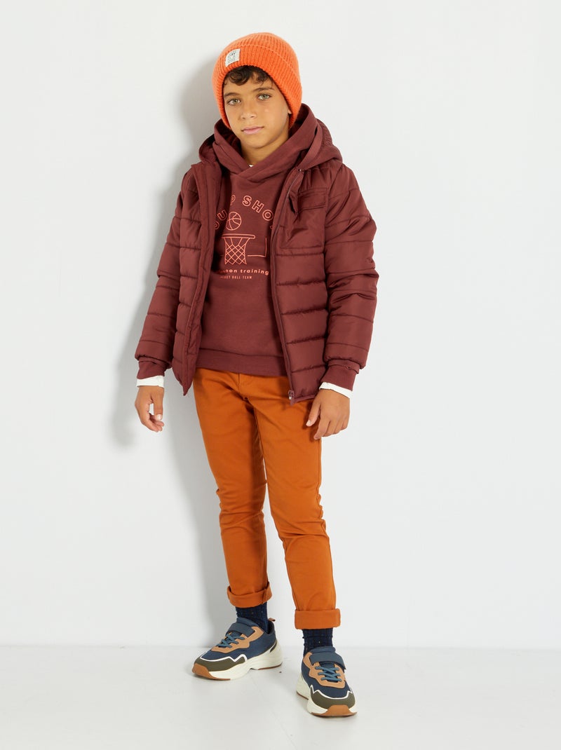 Anorak con capucha y forro polar ROJO - Kiabi