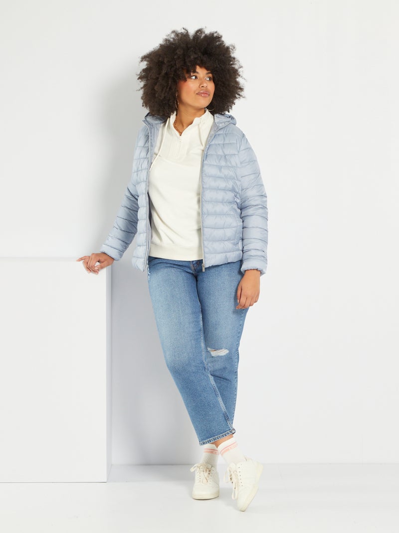 Anorak con cremallera y capucha GRIS - Kiabi