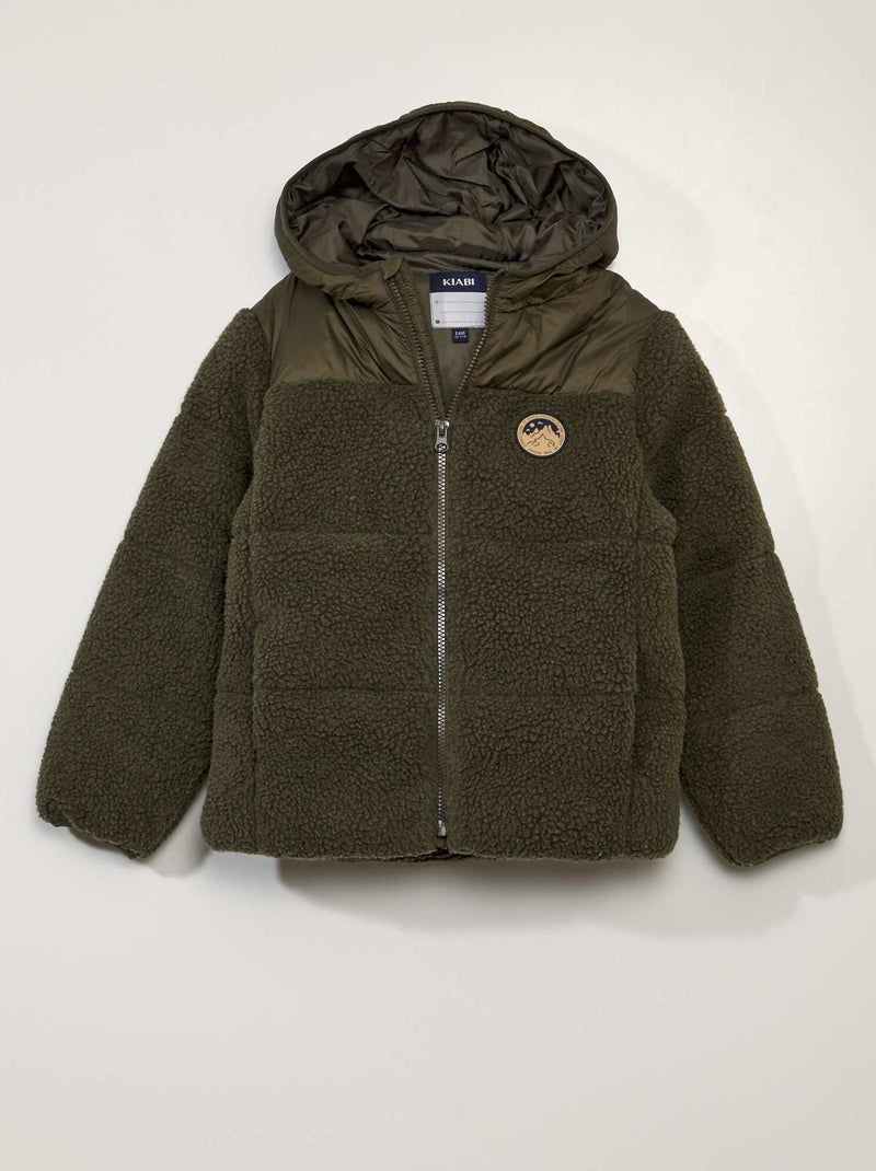 Anorak de dos tejidos con borreguito KAKI - Kiabi