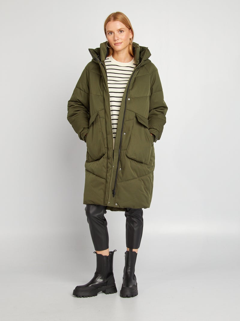 Anorak de largo medio con capucha KAKI - Kiabi