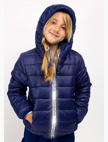 Anorak de niña de poliéster reciclado en azul marino