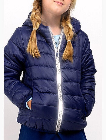 Anorak de niña de poliéster reciclado en azul marino