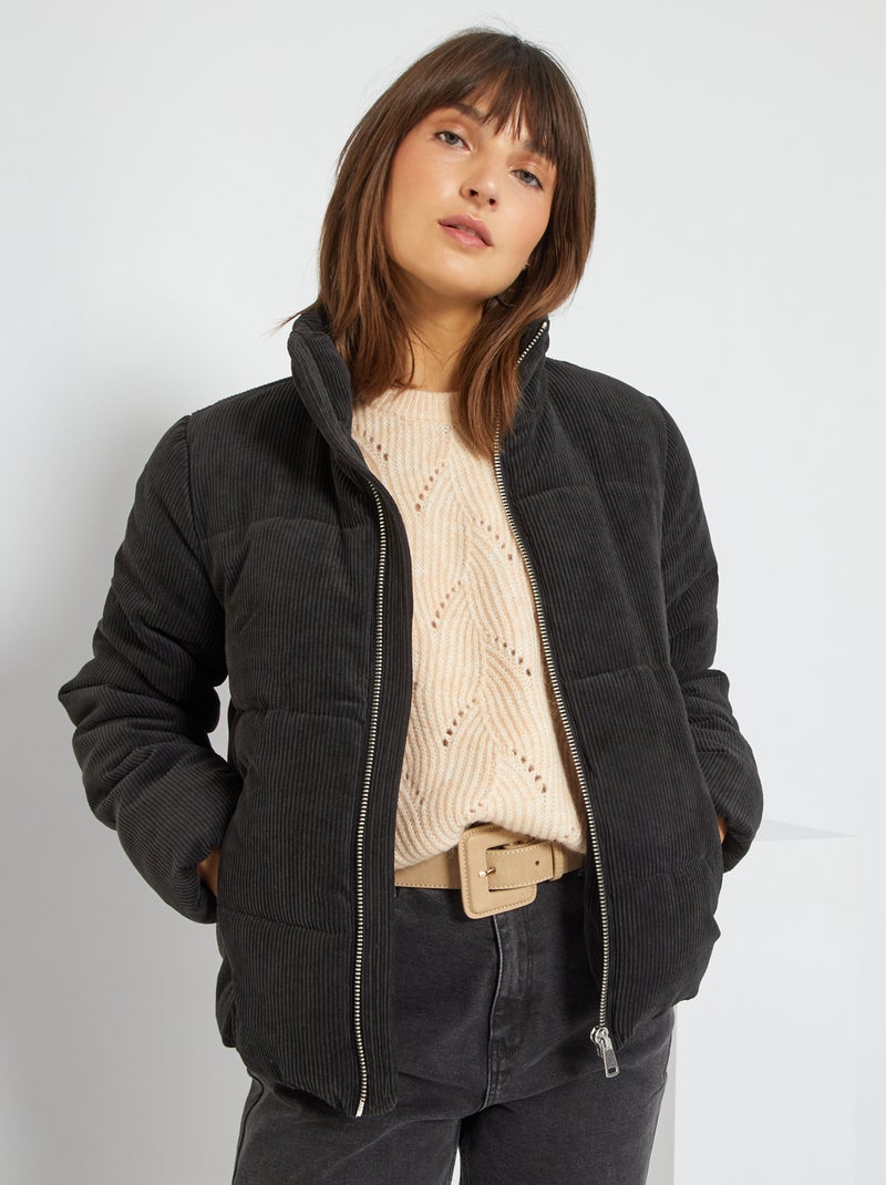 Anorak de terciopelo negro - Kiabi