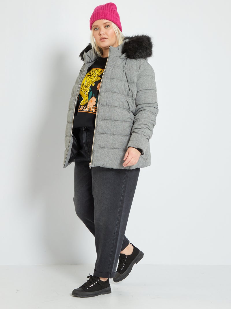 Anorak hidrófugo con cremallera GRIS - Kiabi