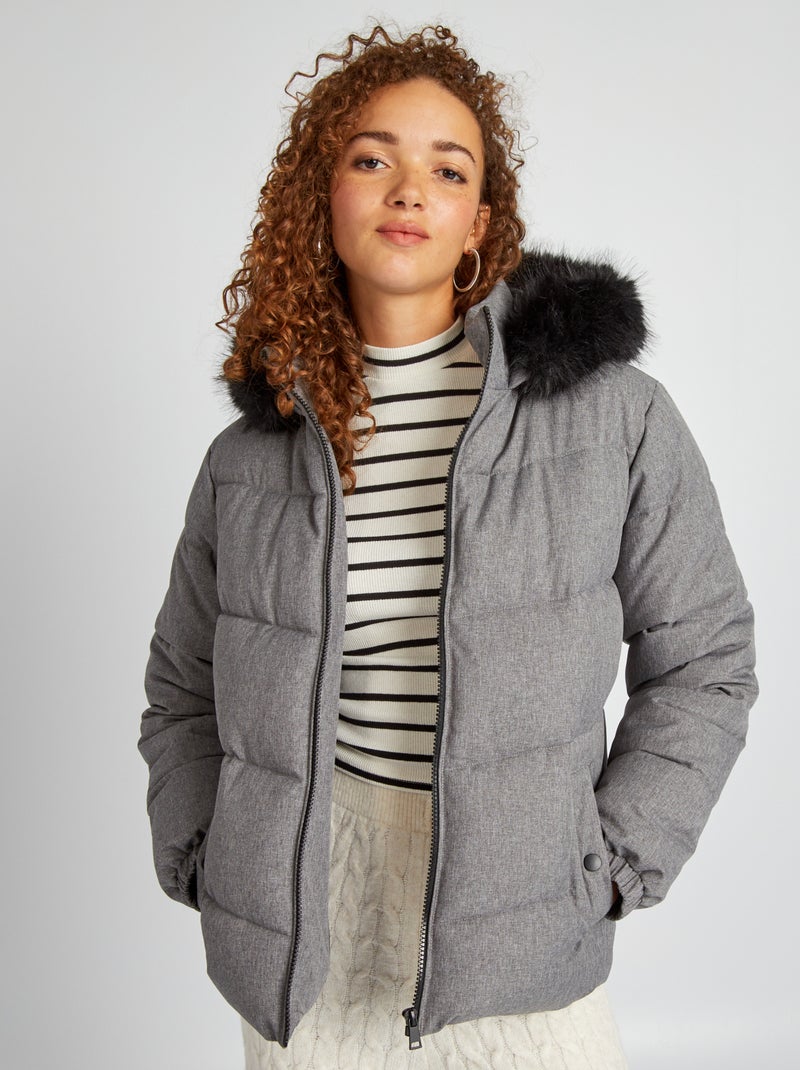 Anorak impermeable con cremallera GRIS - Kiabi