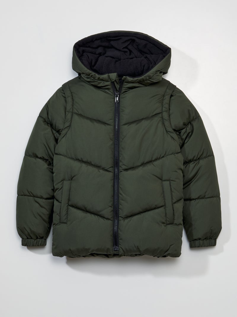 Anorak impermeable con mangas desmontables VERDE - Kiabi