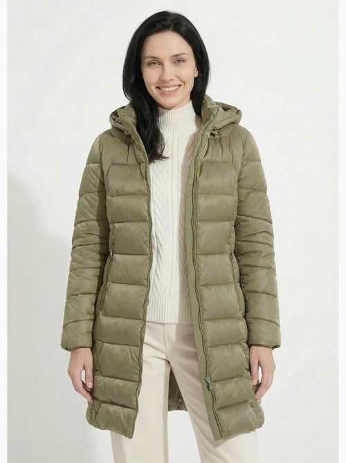 Anorak largo acolchado con capucha - Afibel - Kiabi