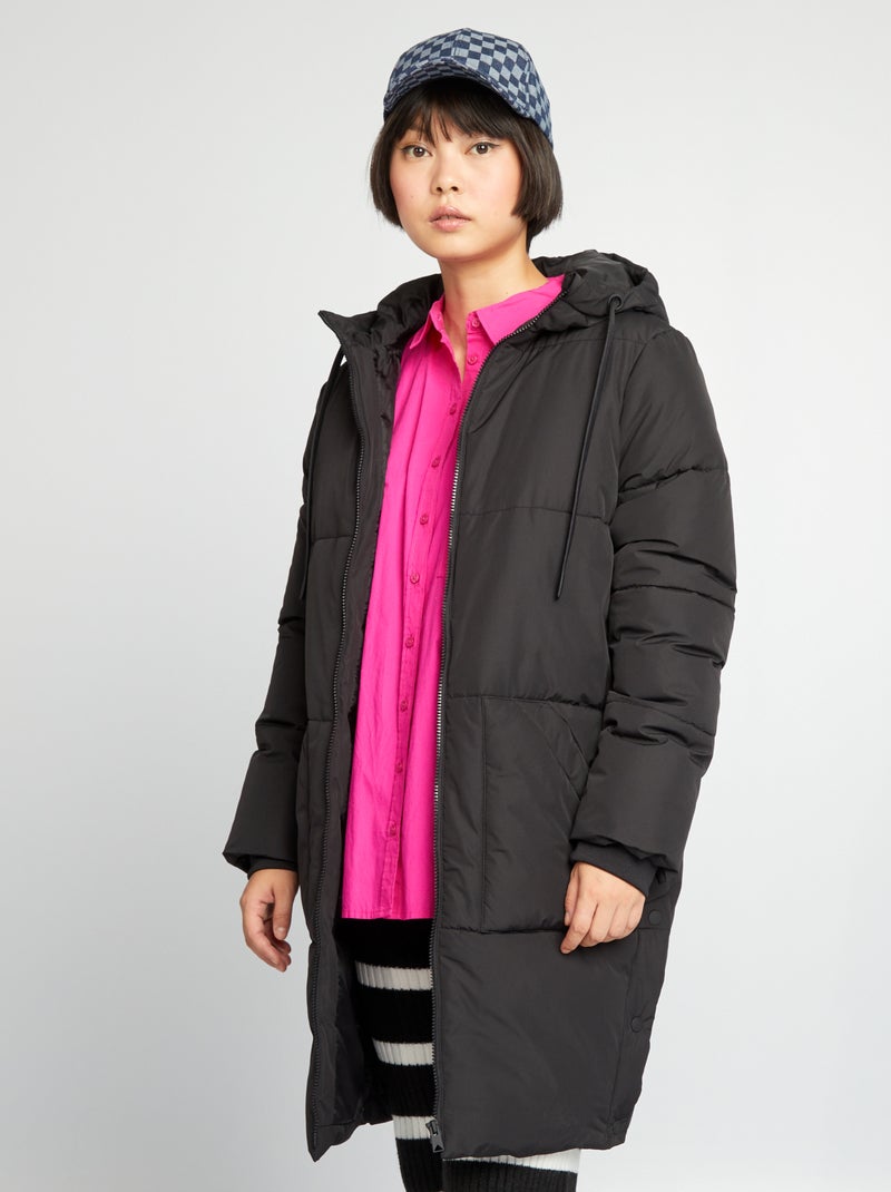 Anorak largo acolchado negro - Kiabi