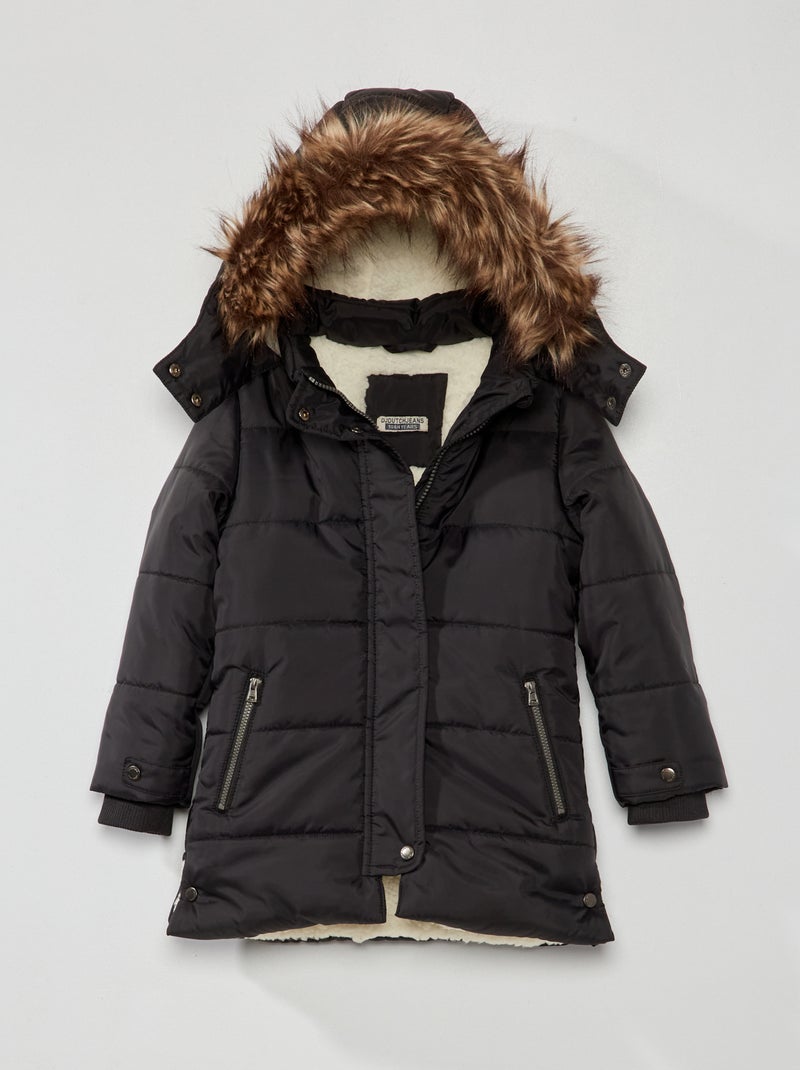 Anorak largo acolchado NEGRO - Kiabi