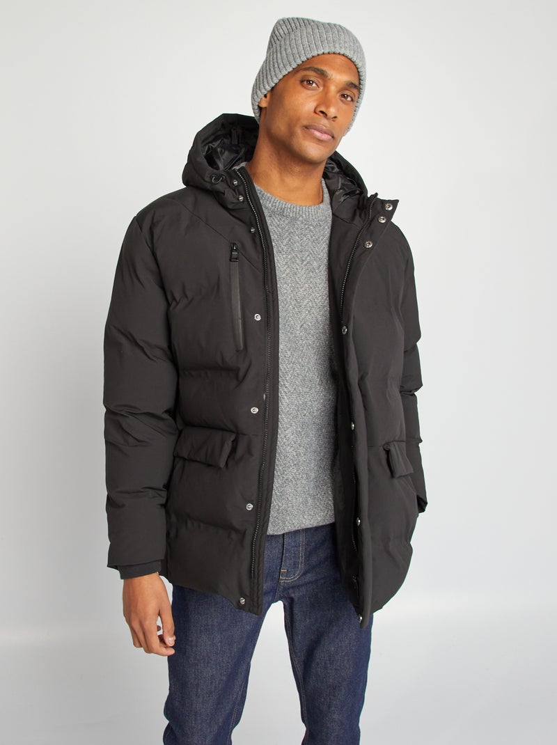 Anorak largo acolchado negro - Kiabi