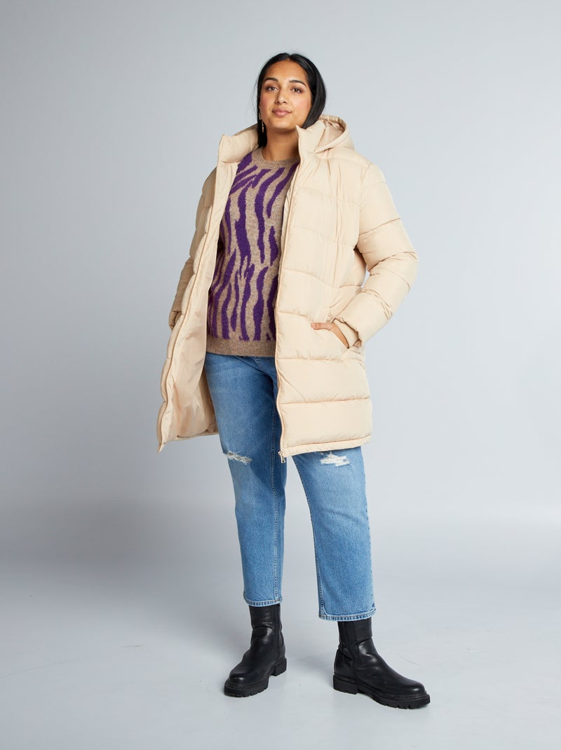 Anorak largo con capucha BEIGE - Kiabi