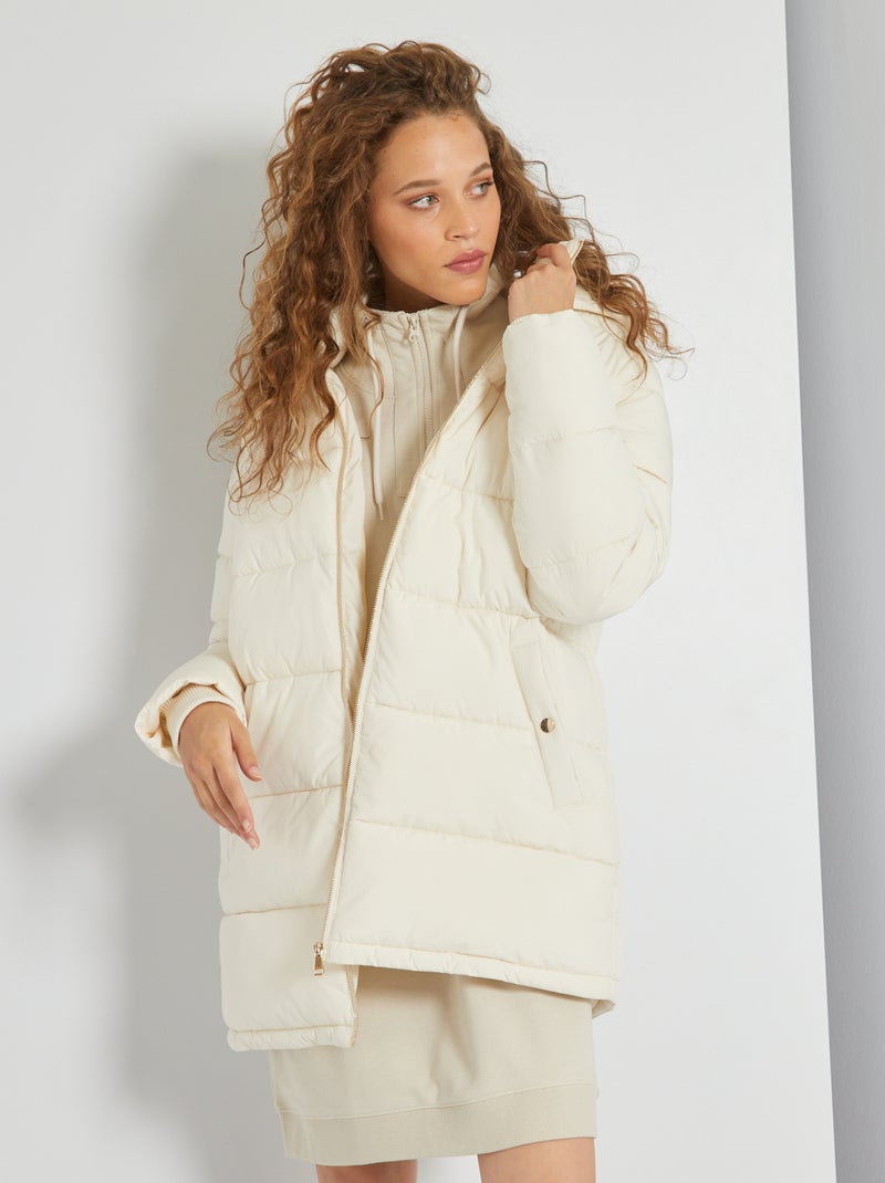 Anorak largo con capucha BLANCO - Kiabi