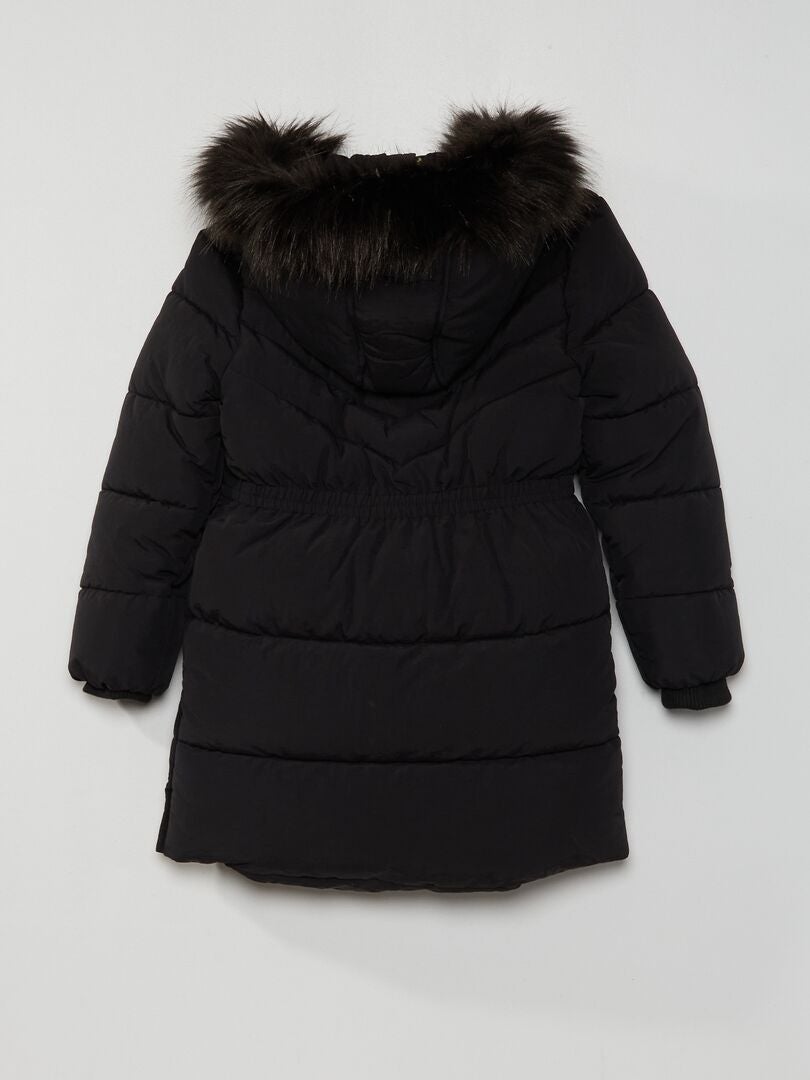 Anorak largo con capucha forrada Negro - Kiabi
