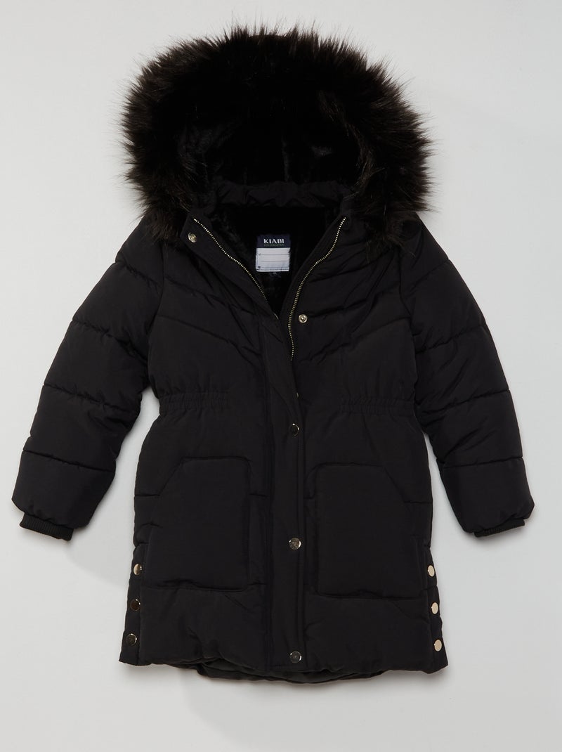 Anorak largo con capucha forrada Negro - Kiabi