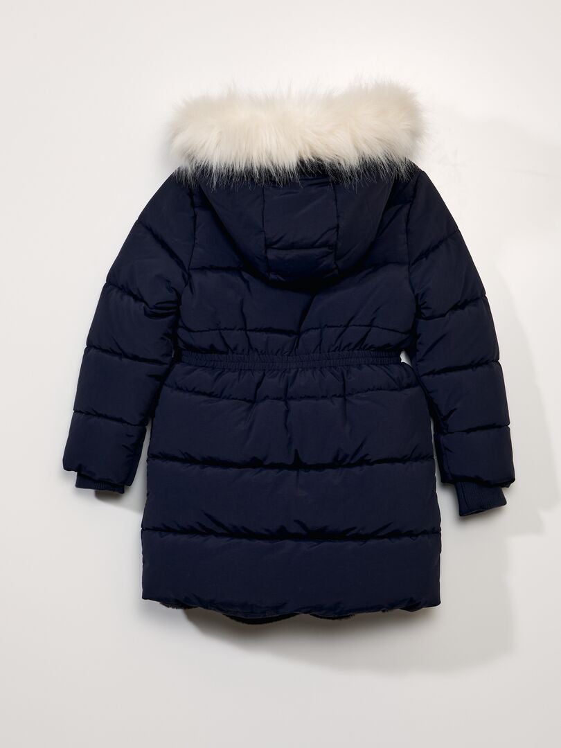 Anorak largo con cintura ajustada negro - Kiabi