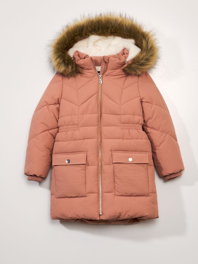Anorak largo con cintura ajustada rosa - Kiabi