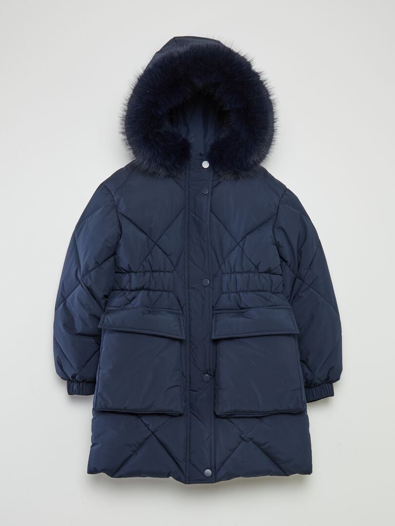 Anorak largo con forro polar azul - Kiabi