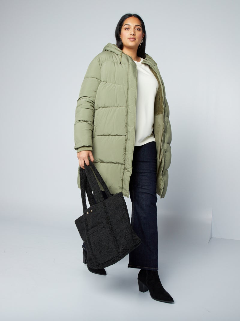 Anorak largo con forro polar VERDE - Kiabi