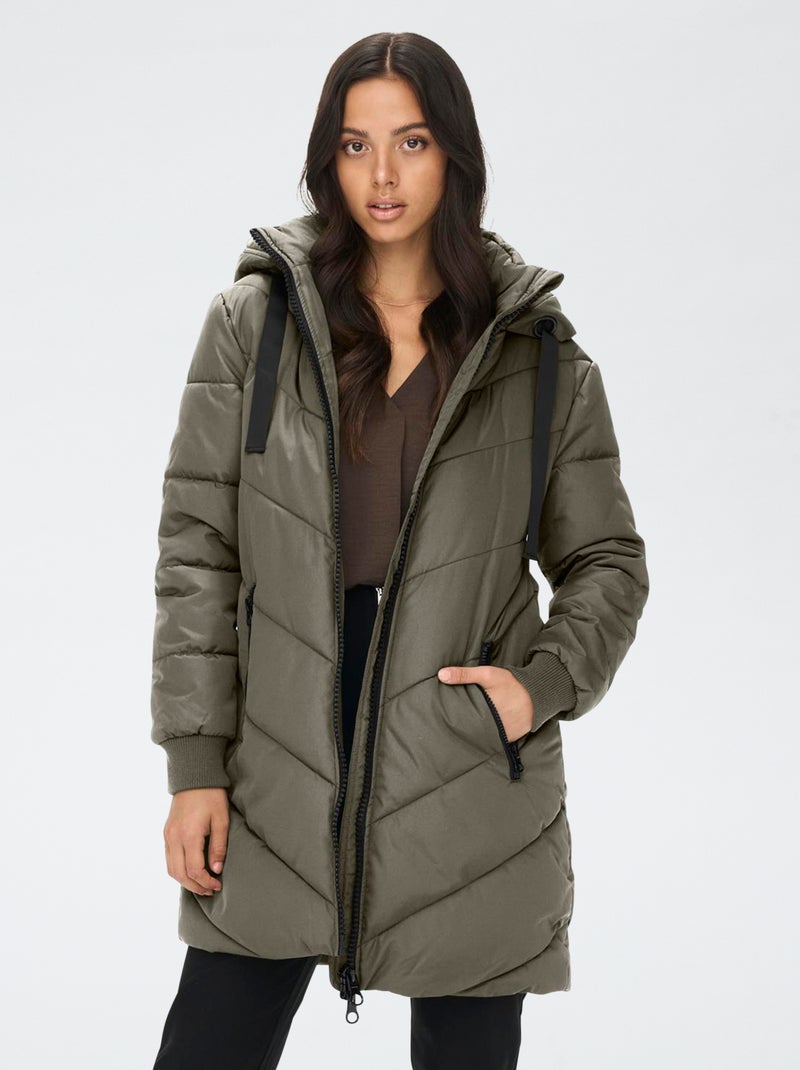 Anorak largo liso con capucha 'JDY' Gris - Kiabi
