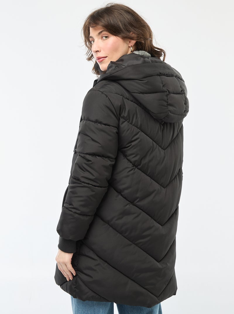 Anorak largo liso con capucha 'JDY' Negro - Kiabi