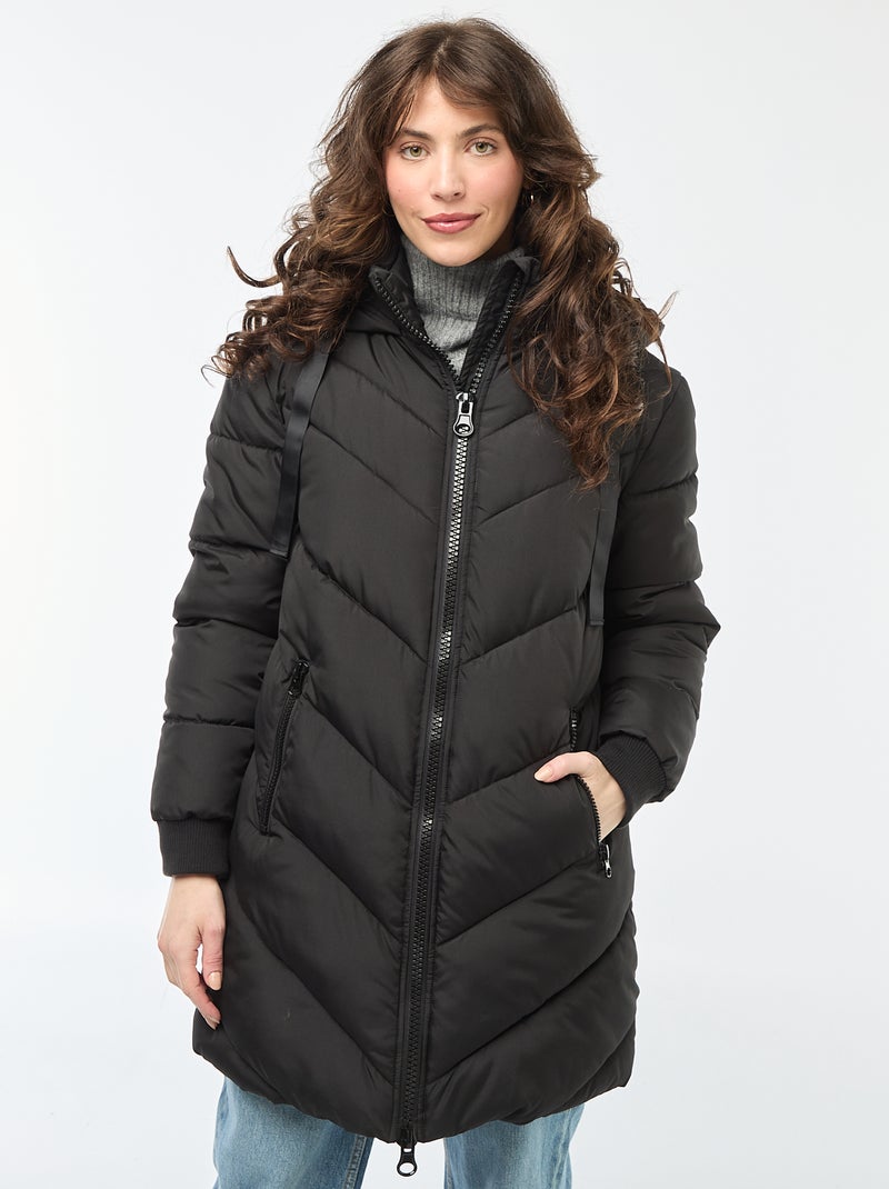 Anorak largo liso con capucha 'JDY' Negro - Kiabi