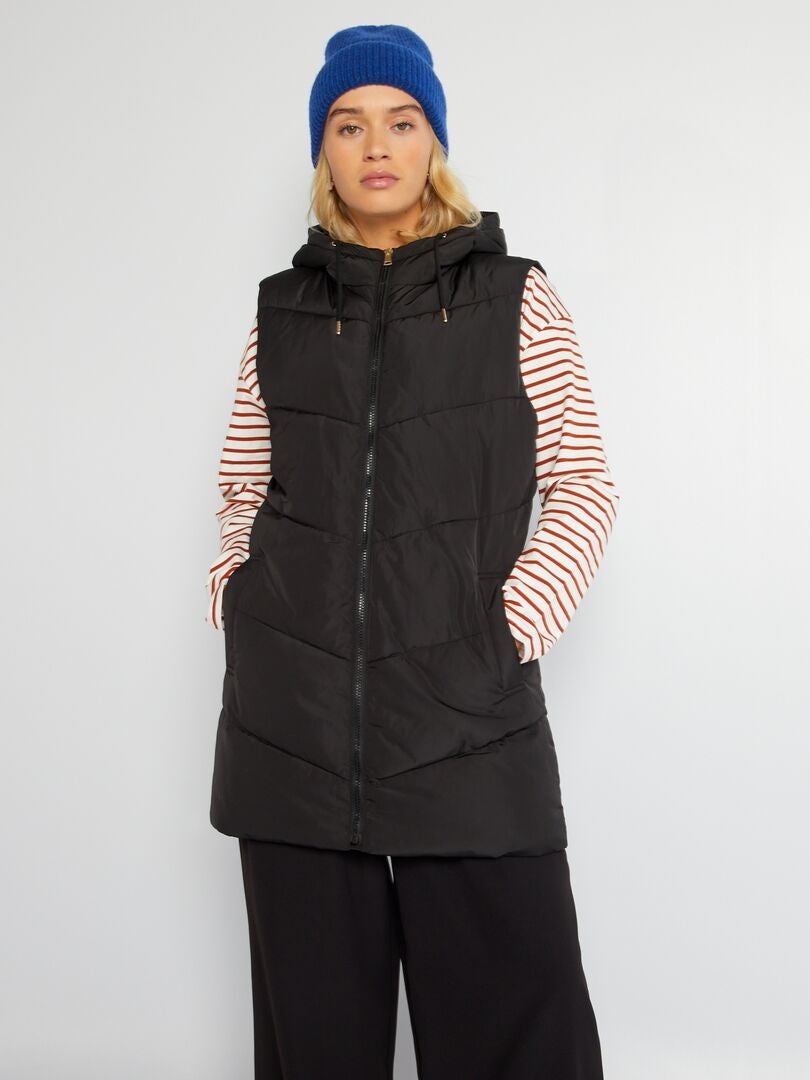 Anorak largo sin mangas Negro - Kiabi