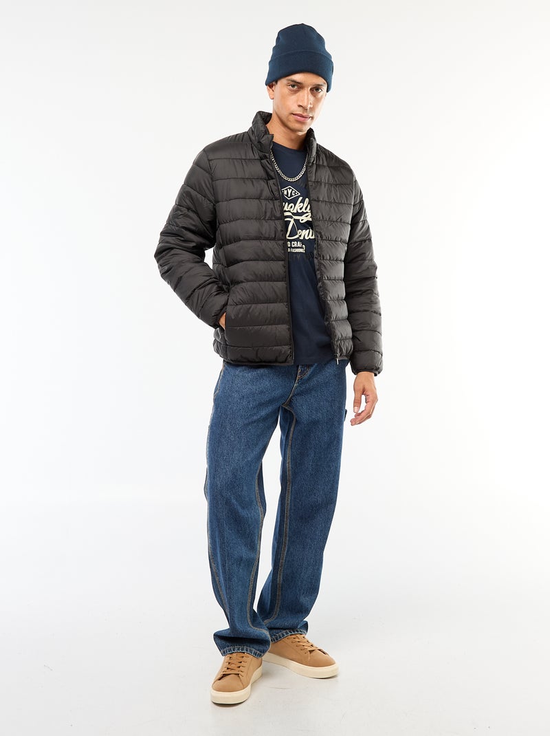 Anorak ligero acolchado liso negro - Kiabi
