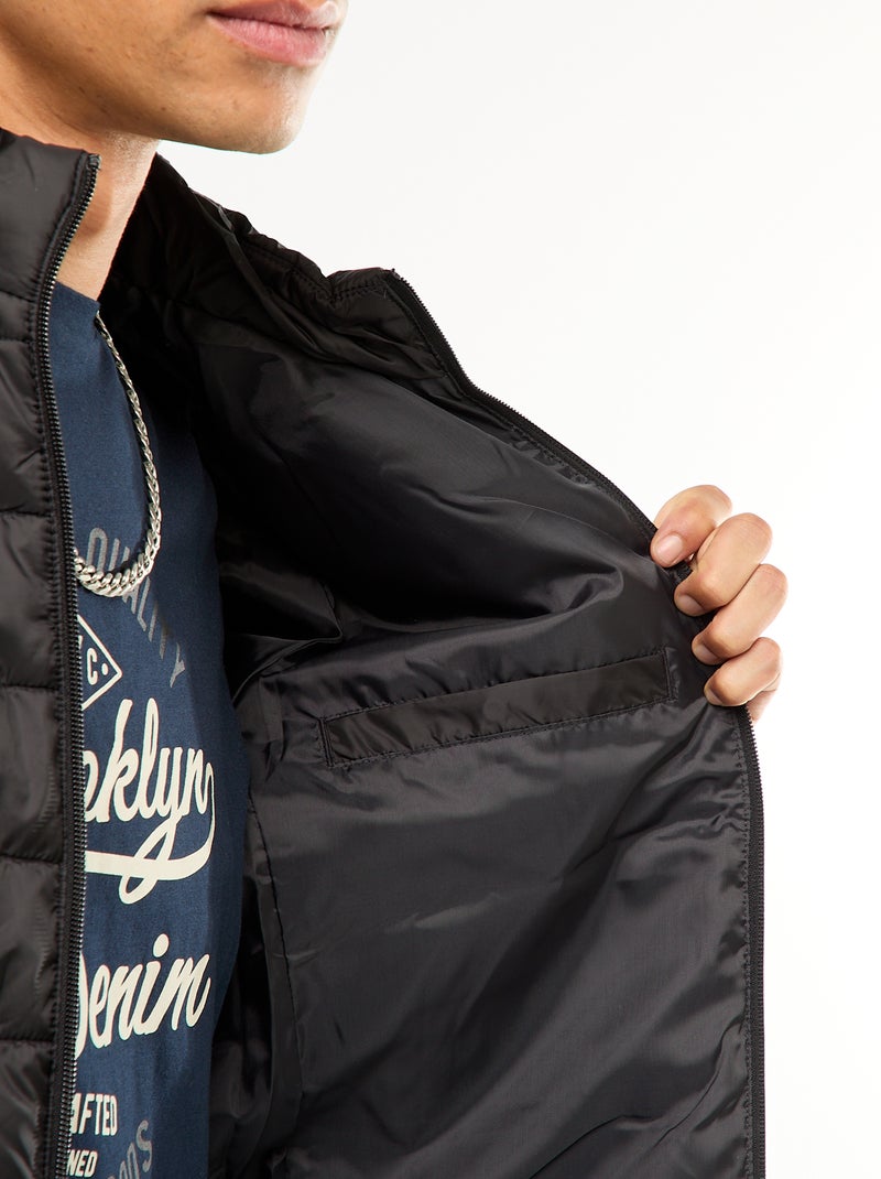 Anorak ligero acolchado liso negro - Kiabi