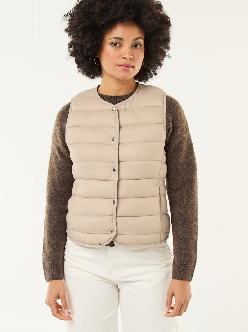 Anorak ligero acolchado sin mangas Beige - Kiabi