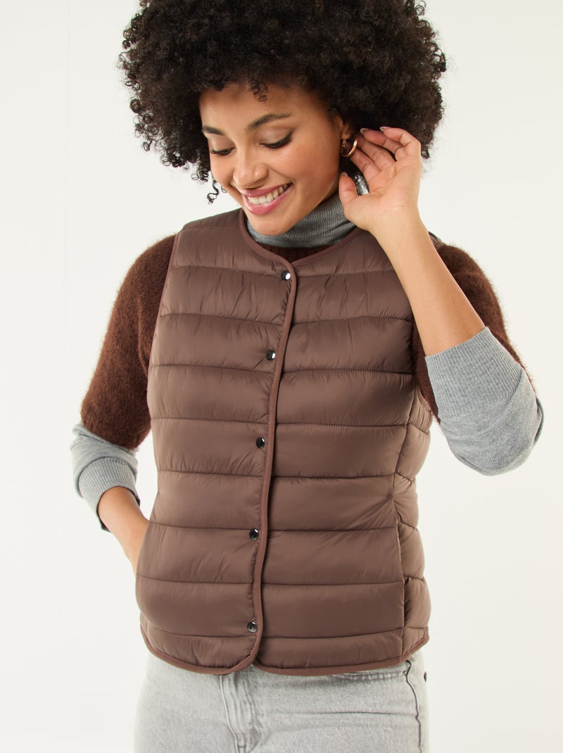 Anorak ligero acolchado sin mangas Marron - Kiabi