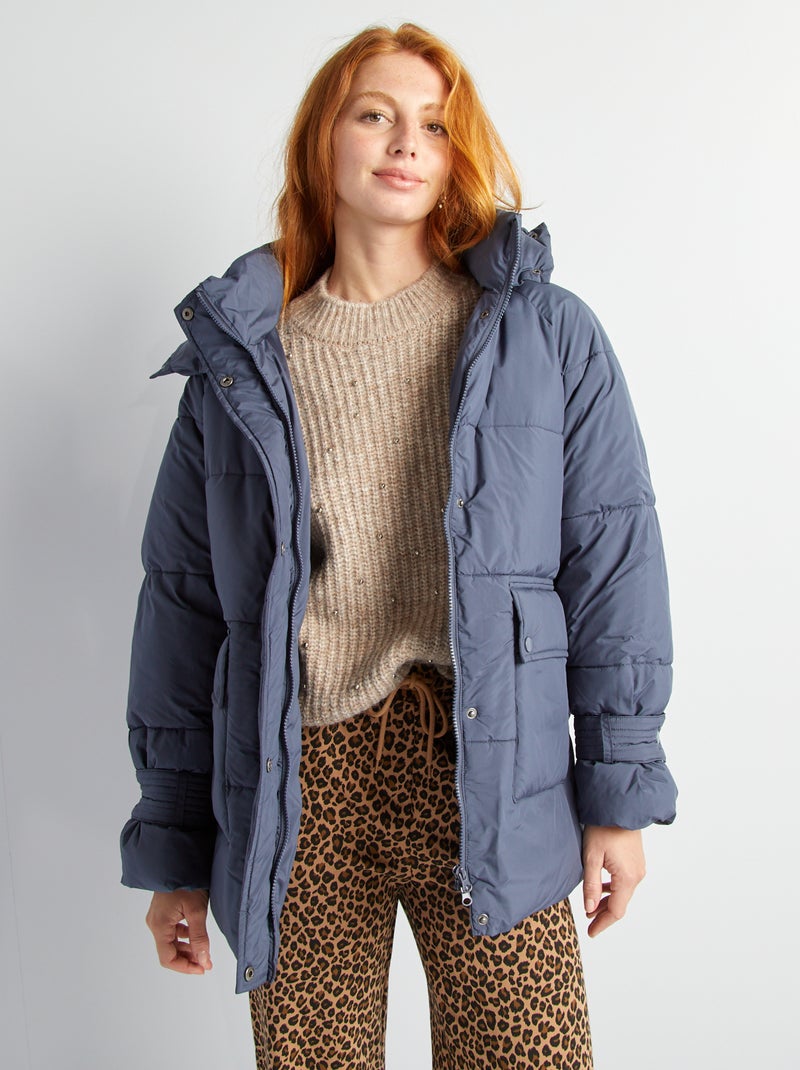 Anorak midi acolchado AZUL - Kiabi