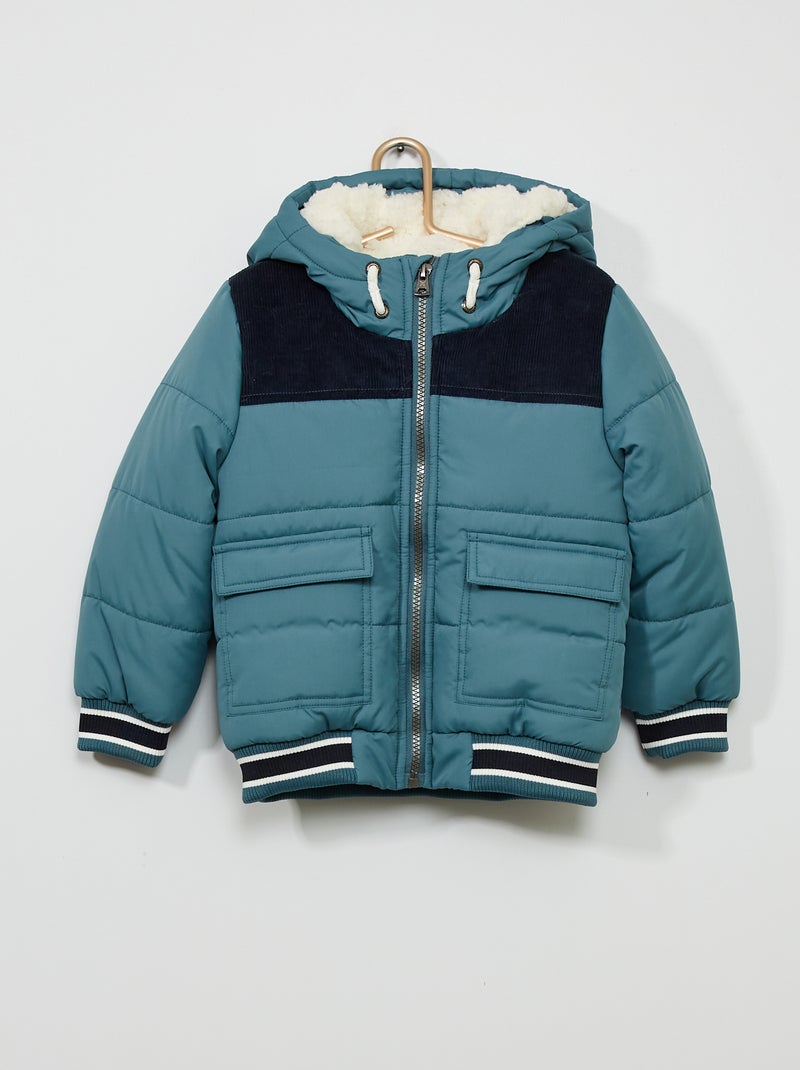 Anorak peruano con forro de borreguito azul - Kiabi