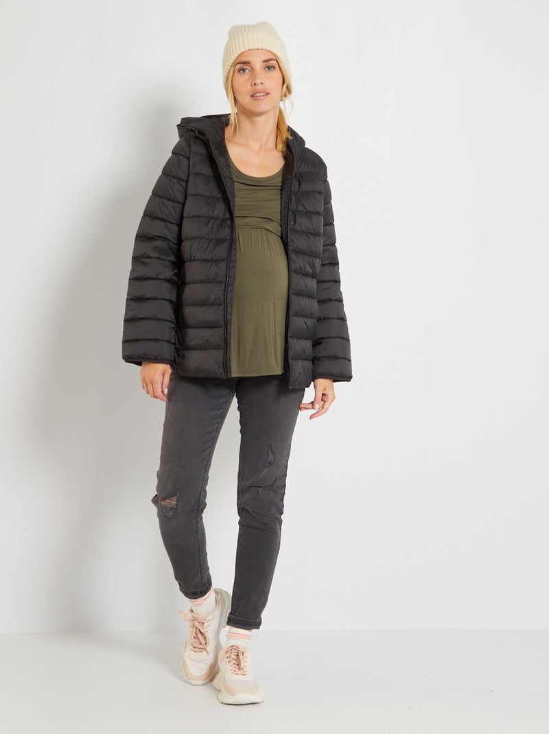 Anorak premamá de largo medio Negro - Kiabi