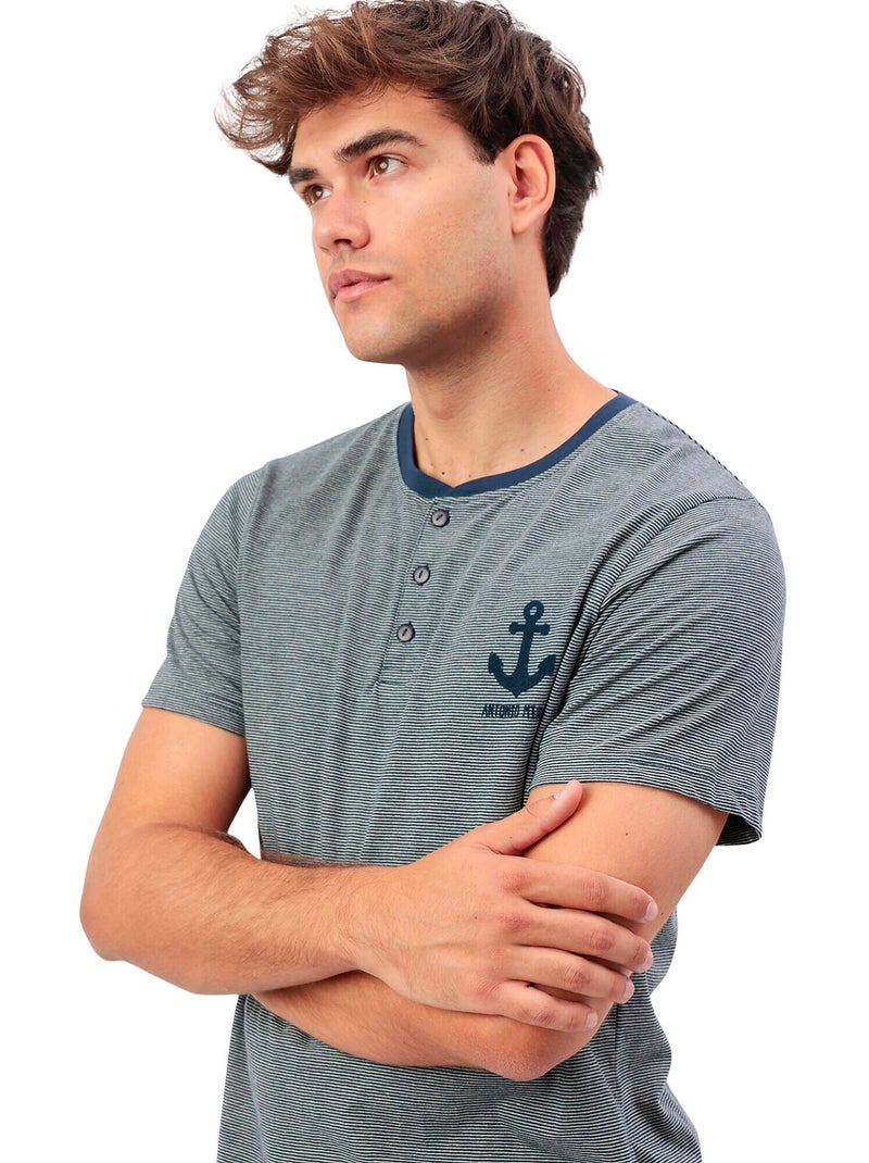 ANTONIO MIRO Pijama Manga Corta Anchor Tapeta para Hombre Azul marino - Kiabi