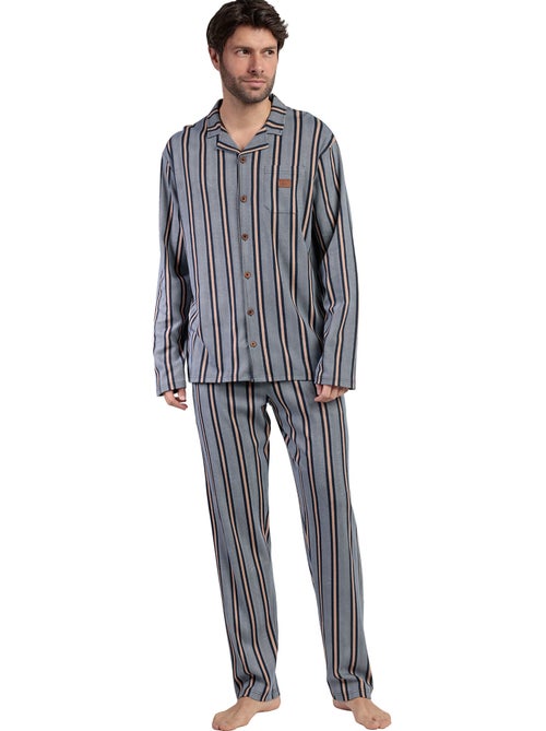 ANTONIO MIRO Pijama Manga Larga Abierto Pointe para Hombre - Kiabi ANTONIO MIRO Pijama Manga Larga Abierto Pointe para Hombre - Kiabi