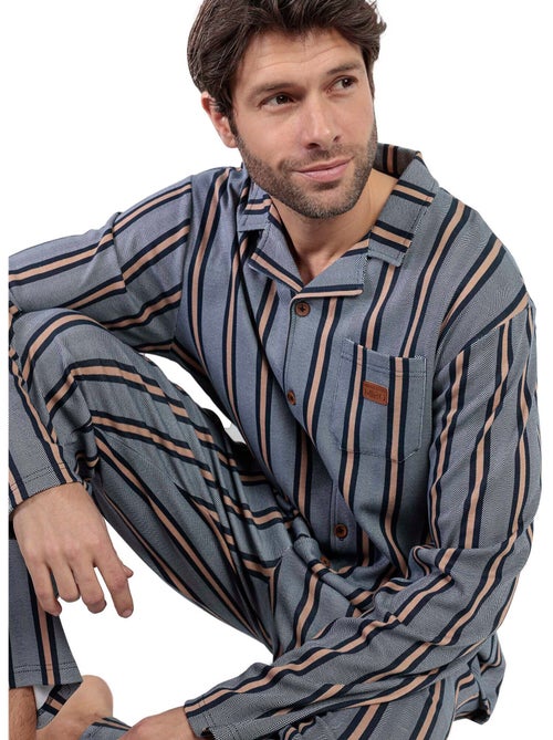 ANTONIO MIRO Pijama Manga Larga Abierto Pointe para Hombre - Kiabi ANTONIO MIRO Pijama Manga Larga Abierto Pointe para Hombre - Kiabi