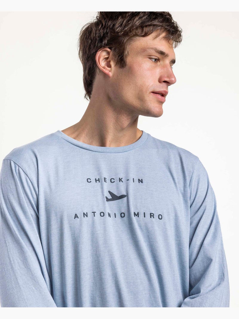 ANTONIO MIRO Pijama Manga Larga Checkin para Hombre Azul - Kiabi